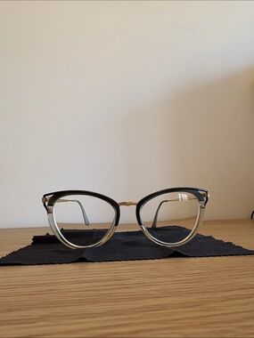 Authentic Prada Gold Temple with Clear Gray/Blue Frames